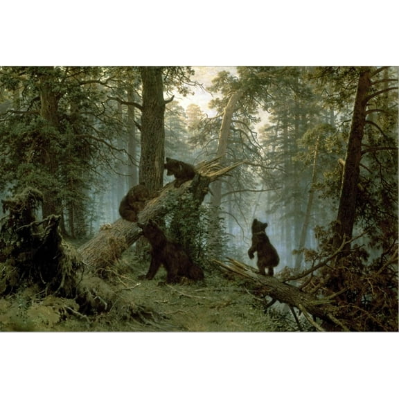 Art.com Morning in a Pine Forest Stretched Canvas Print Wall Art by Ivan Ivanovitch Shishkin, 24" x 16"