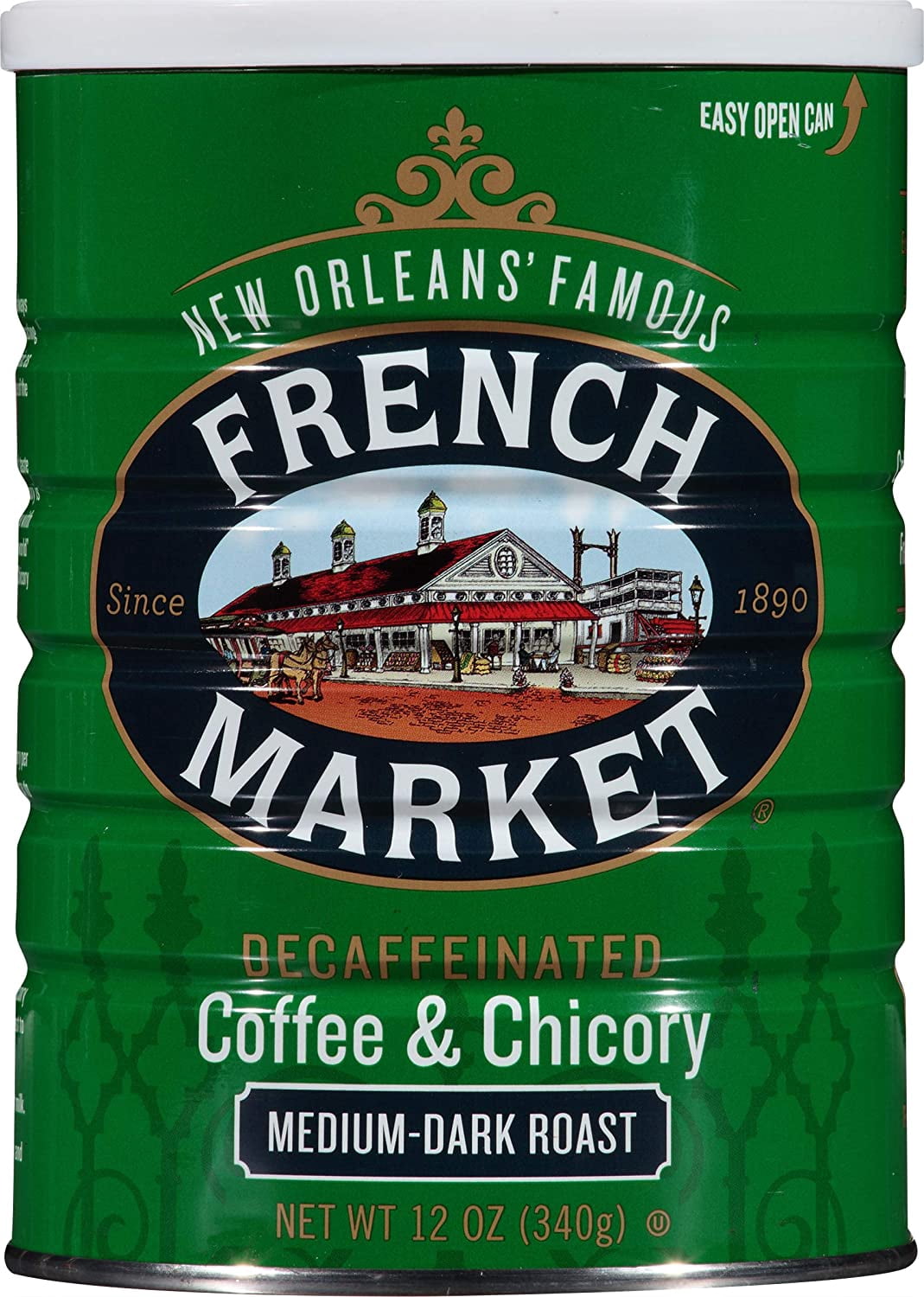 French Market Coffee, Coffee and Chicory, Decaffeinated MediumDark