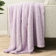 thumbnail image 5 of PAVILIA Sherpa Throw Blanket For Couch Sofa, Light Purple Lavender Fluffy Warm Plush Blanket for Bed, Cozy Super Soft Lightweight Throw, Fuzzy Decorative Blanket, All Season Home, 50x60, 5 of 9