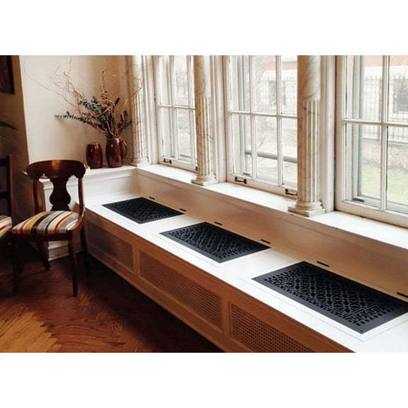 Reggio Registers 1426-Ah Scroll Series 12" X 24" Grille - Black