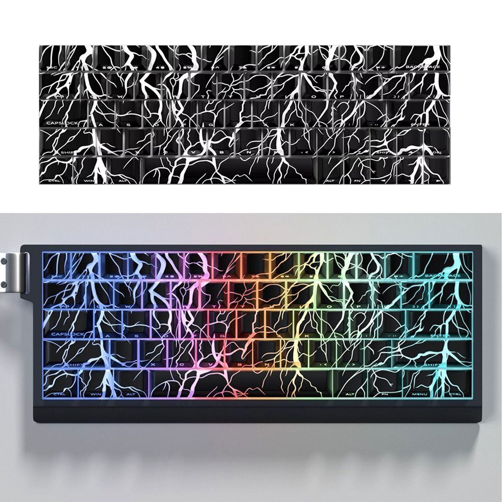 64/74Key Keycaps Customs Keycap Set Side Print Backlit Key Keycaps for 60 61 63 64 65 67 68 Mechanical Keyboards