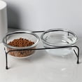 thumbnail image 3 of GDCZ Glass Raised Cat or Small Dog Bowls with Heighten Metal Stand and Non Slip Bottom for Pet Food and Water Dishes,18 Ounces Transparent, 3 of 6