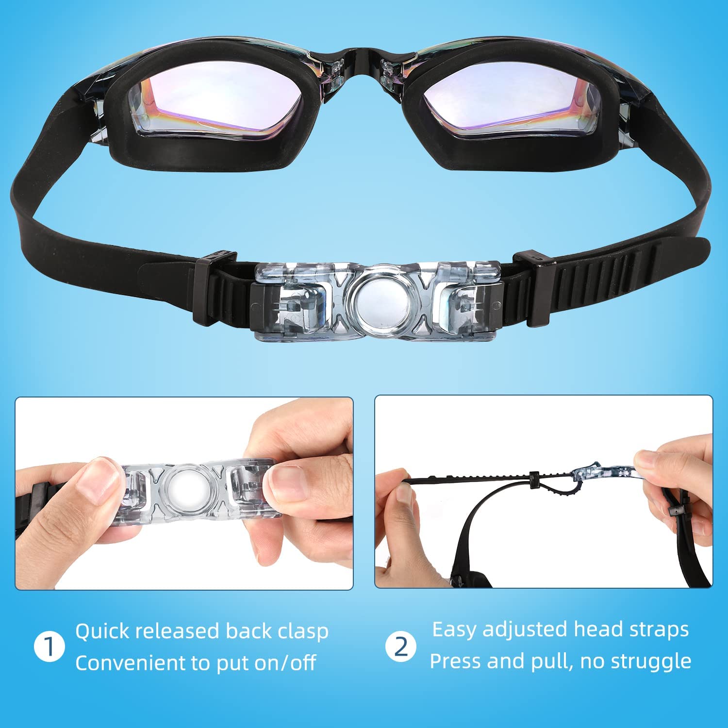GPED Swim Goggles 2-Pack Anti-Fog UV Protection Blue photo 8