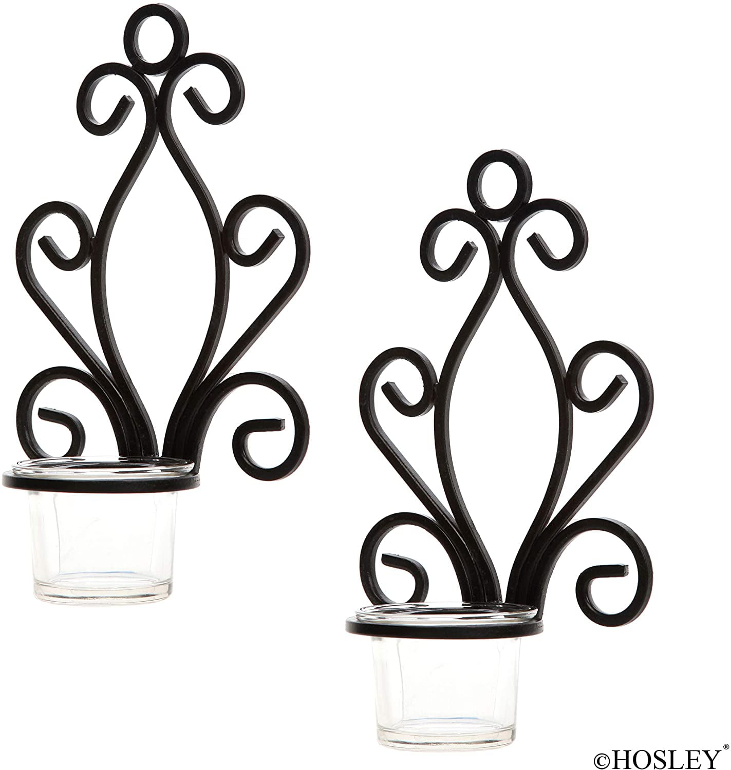 SODIAL Set of Two High for Spa LED Votive Candle Gardens Aromatherapy Tea Light Candle Sconces Wedding Iron Wall Sconce