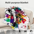 thumbnail image 5 of Kainsy Elephant Throw Blanket Elephant Splash Ink Watercolor Flowers Flannel Fleece Bed Blanket Gifts for Men Women Adults Kids Plush Throws Blanket for Couch Sofa Bed inches(60"x80"), 5 of 7