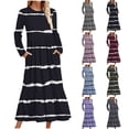 thumbnail image 3 of Tejiojio Classic Slim Dress for Women Spring Fall Long Sleeve Maxi Fashion Casual Printed/Colorblock Long Sleeved Round-Neck Dress, 3 of 5