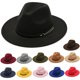 thumbnail image 2 of Sombrero de ala grande de fieltro de lana Simple para hombres y mujeres, sombrero de cadena de lana de estilo británico, sombrero de Jazz Retro clásico, moda de otoño e invierno, 1 pieza, 2 of 4