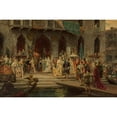 thumbnail image 2 of Cesare Auguste Detti 18x13 Black Ornate Wood Framed Double Matted Museum Art Print Titled - Henri III Received by Doge Muccinigo at the Foscari Palace, 2 of 5