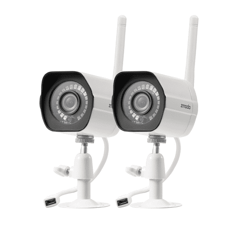 Zmodo 1080p Full HD Outdoor Wireless Security Camera System, 2 Pack Smart Home Indoor Outdoor WiFi IP Cameras with Night Vision, Compatible with