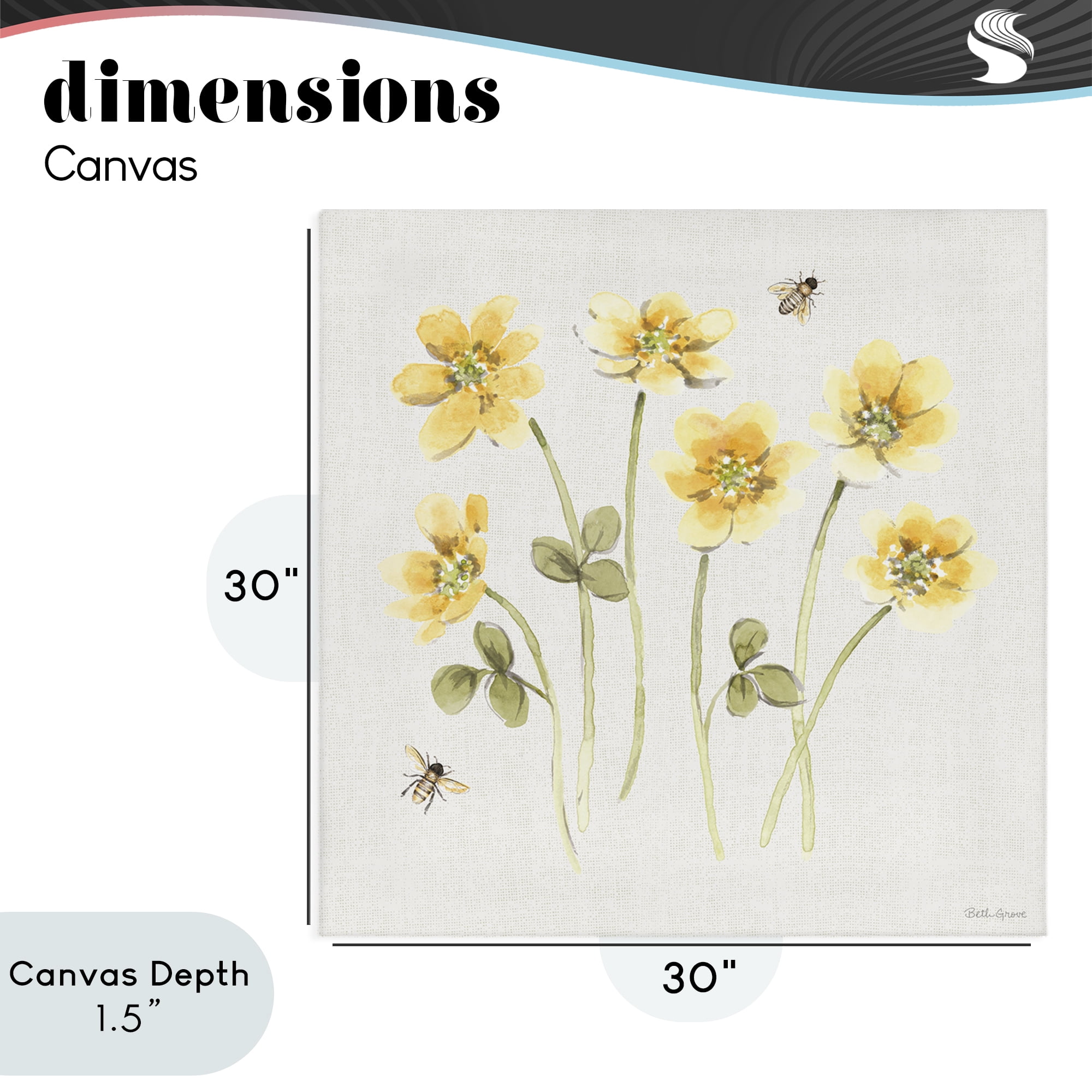 Stupell Industries Sweet Honey Wildflowers Canvas Wall Art, design by Beth Grove