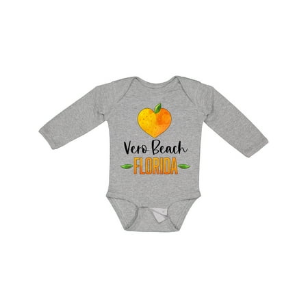 

Inktastic Vero Beach Florida Orange in Heart Gift Baby Boy or Baby Girl Long Sleeve Bodysuit