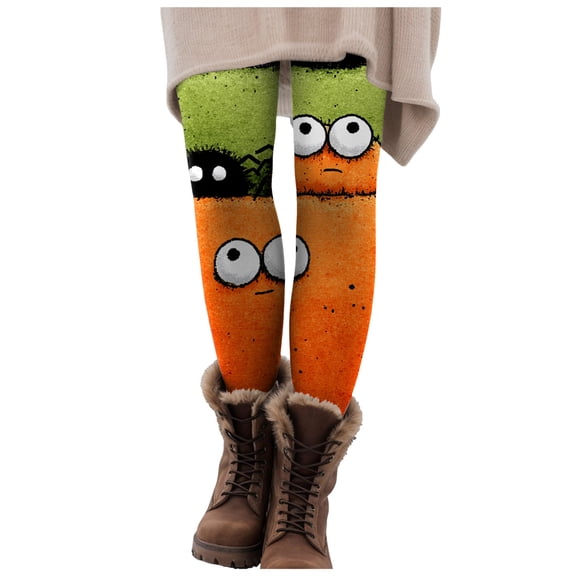 GEWSEY Halloween Women's Funny Graphic High Waist Skinny Leggings (Green, XXL)