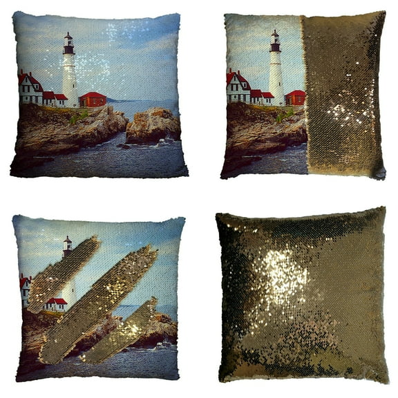 ECZJNT Portland Head Lighthouse in Portland Maine Pillow Case Home Decor Cushion Cover 16x16 Inch