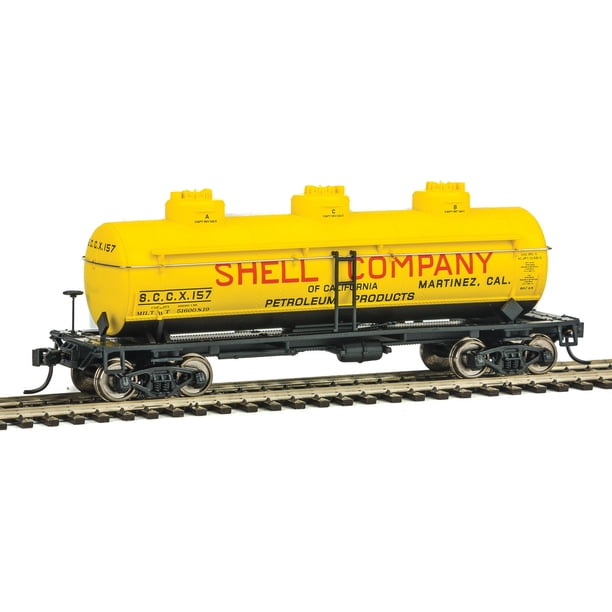 Walthers HO Scale 36' 3-Dome Tank Car Shell Oil Company/SCCX (Yellow