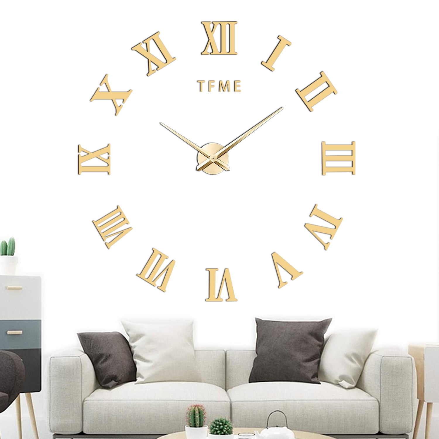 3D Wall Sticky Mirror Big Number Large Clock Home Living Room Decoration DIY 