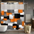 thumbnail image 3 of Modern Abstract Art No Hook Shower Curtain with Snap in Liner Orange Gray Black Rectangular Waterproof Bathroom Shower Curtain with See Through Top Window for Bathtub 72" x 78", 3 of 9