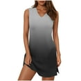 thumbnail image 2 of Summer Dresses for Women 2025, Women's Summer Sexy Fashion Printing Sleeveless V-Neck Dress(White-Black,S), 2 of 7