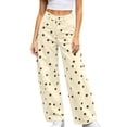 thumbnail image 2 of Polka-Dot Denim Pants for Women High Waisted Wide Leg Jeans Loose Casual Office Work Everyday Wear Summer Clothes with Pockets, 2 of 7