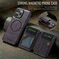 thumbnail image 6 of Compatible for iPhone 14 Wallet Case,[Support MagSafe Wireless Charging] Back Flip Magnetic Leather Phone Cover with Detachable RFID Blocking Card Holder For iPhone 14,Purple, 6 of 14