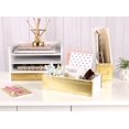 thumbnail image 5 of ZXNYH Industrious Desktop Wood Letter Tray with 3 Trays and Drawer, White and Gold, 5 of 5