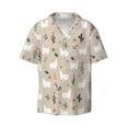 thumbnail image 2 of Lsque Cute Alpaca print Men's Cuban Collar Short Sleeve Shirt Summer Beachwear Casual Button Down Fashionable Vacation Leisure Shirt-4X-Large, 2 of 7