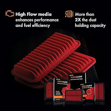HIGHFLOW High Performance, Pre-Oiled Disposable Engine Air Filter PA99826X | Fits 2016-2019 Audi Q7