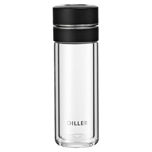 Yuarrent Botella de agua de vidrio, portátil, de Color sólido, transparente, a prueba de fugas, termoaislante, taza para beber, regalo con infusor de Teteras Negro Yuarrent HA080623-01