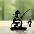 thumbnail image 4 of Handcrafted Iron Fisherman Sculpture Desktop Art Gift For Fishing Decoration, 4 of 10