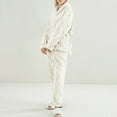 thumbnail image 6 of YOIAVAIOY Womens Fluffy Pajamas Set V Neck Pullover and Joggers Fleece Plush Sleepwear 2 Piece Pjs Sets Warm Fuzzy Loungewear Beige XXL, 6 of 7