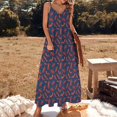 thumbnail image 3 of Blue And Red Lobster Pattern Sleeveless Dress Loose Women's Dress Dresses Luxury Evening Dresses, 3 of 9