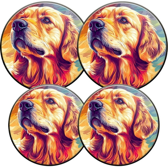 Electric Stove Burner Covers,4 Pcs Round Gas Burner Cover,8 and 10 Inch,Artistic Golden Retriever with Soulful Gaze