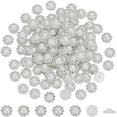 thumbnail image 6 of 100 PCS Rhinestone Pearl Buttons 0.45x0.47x0.2inch White Flat Back Floral Pearl Buttons Without Hole Plastic Buttons Rhinestone Buttons for DIY Scrapbooking Decoration, 6 of 9