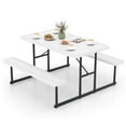 thumbnail image 2 of Costway Picnic Table Bench Set for 2-4 People Outdoor Rectangular Camping Dining Table White, 2 of 10