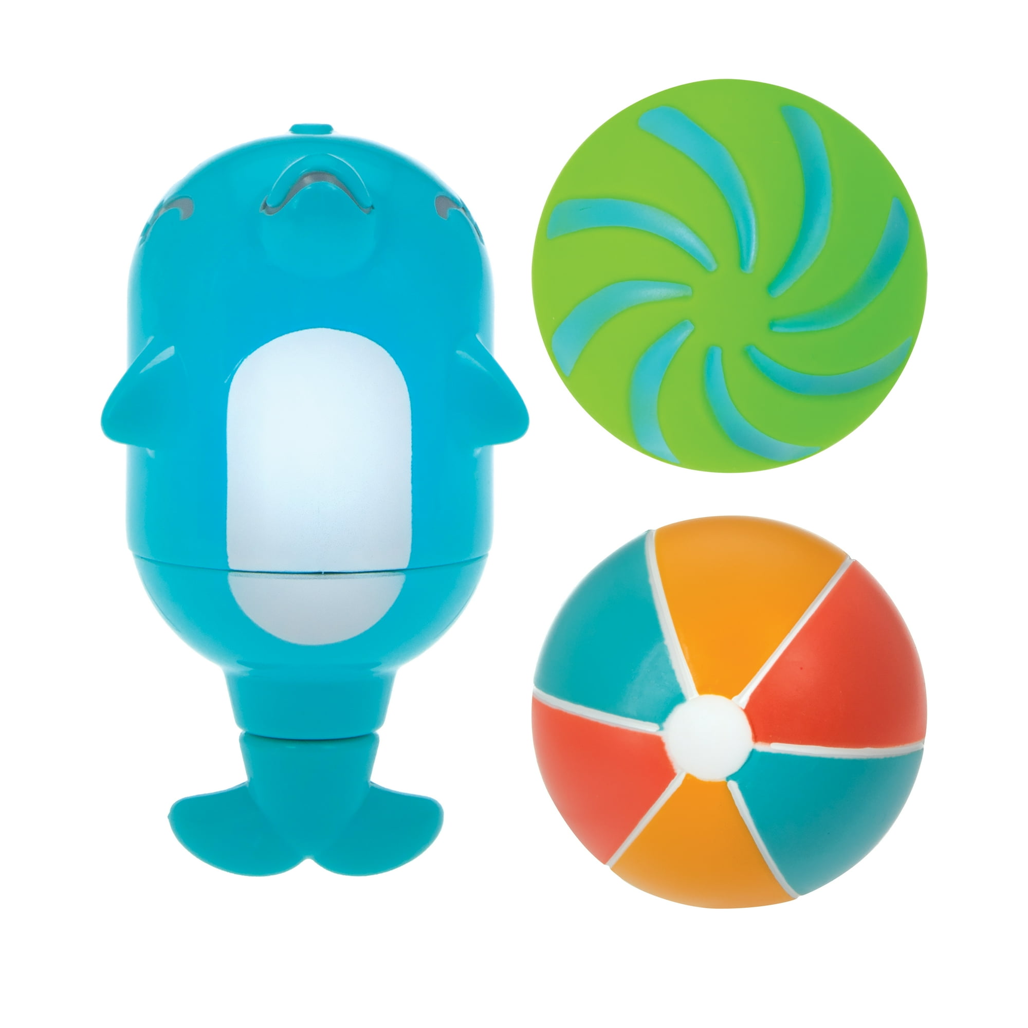 Nuby Dolphin Squirting Bath Toy with Splash Squirter Balls For Baby, 3ct