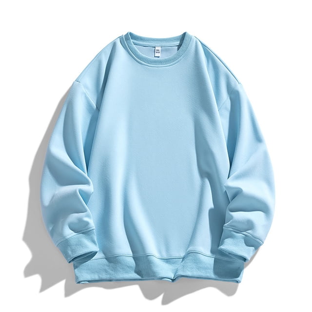 AherBiu Sweatshirts pour Hommes Col Rond Léger Pull Décontracté Automne Hiver Couleur Unie Classique Gym Entraînement Athlétique Course