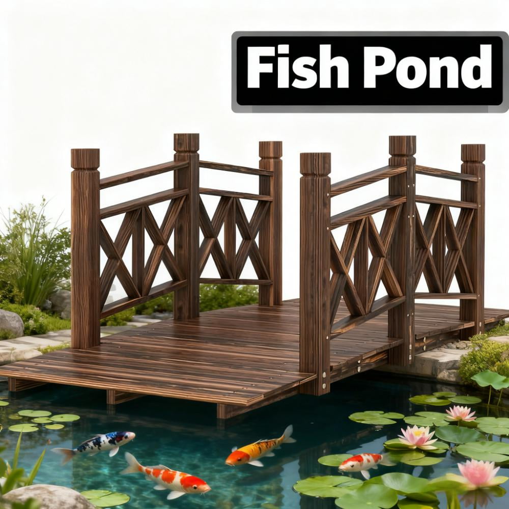 Garden Bridge, Wooden Garden Bridge Footbridge for Backyard Ponds, Creeks, Streams