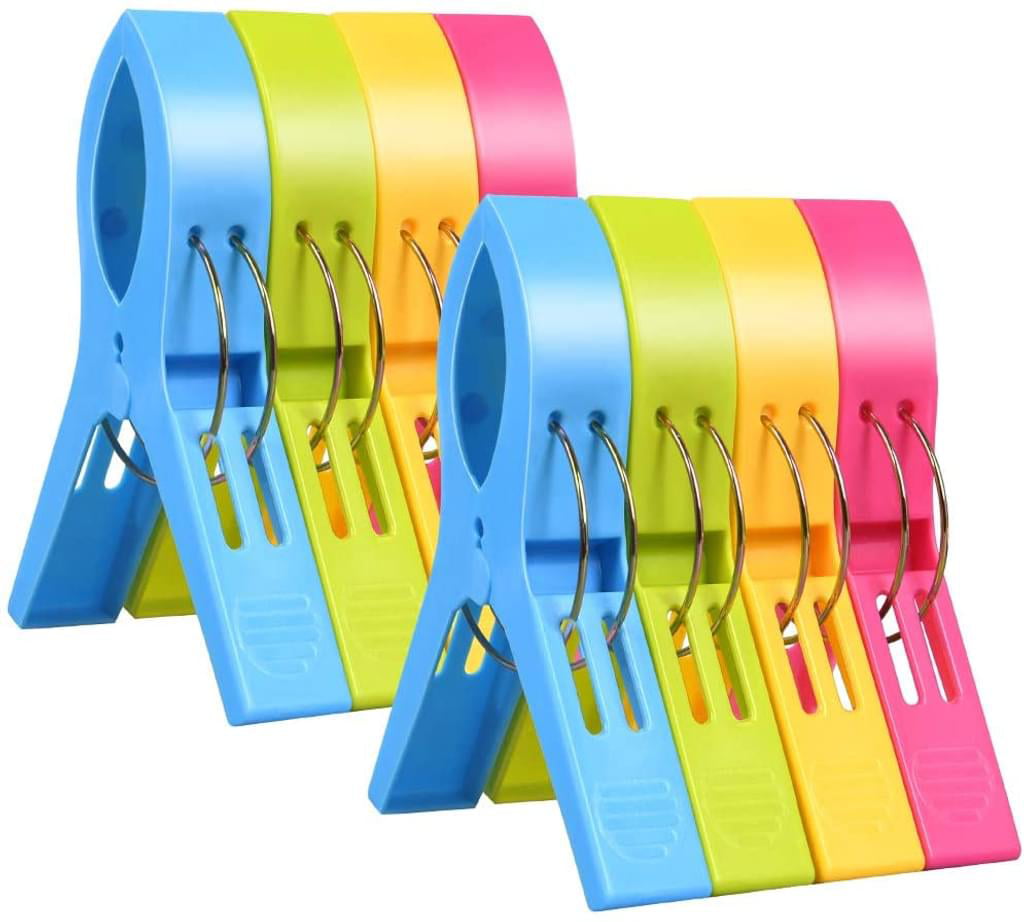 8Pcs Beach Towel Clips Windproof Clothes Hanging Peg,Plastic Quilt Clamp USA 