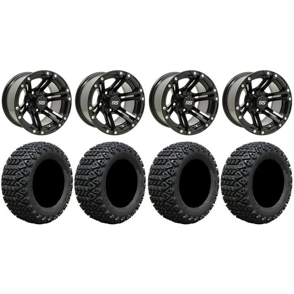 GTW Specter 12" Golf Cart Wheels Black 23" X-Trail Tires E-Z-GO & Club Car