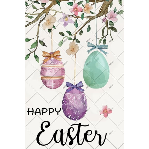 Noete Easter White Tin Sign Bunny Decor – Charming 8x12 Inch Primitive Country Balloon Decorations for Home, Classroom, Office & Farmhouse – Rustic Spring & Easter Wall Art