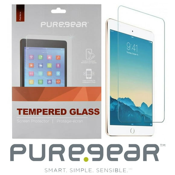 Verre Trempé pour iPad Mini 5, Protecteur d'Écran en Verre Trempé PureGear 9h.46mm [Résistant aux Rayures, Ajustement Adapté au Boîtier] pour Apple iPad Mini 5 (2019)