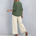 thumbnail image 2 of Linen Sets for Women 2 Piece 2026 Summer Plus Size 3/4 Sleeve Embroidered Tops Wide Leg Pants Casual Boho Beach Cute Outfits, 2 of 5