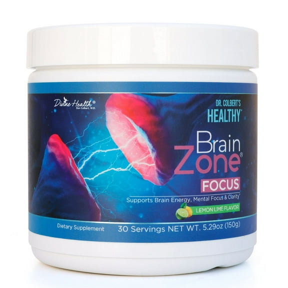 Dr. Colbert MD Brain Zone Focus Powder | Lemon-Lime Flavor | by Divine Health | Alpha GPC | D-Ribose | N-Acetyl L-Tyrosine | Recommended in Brain Zone Book | Brain Energy & Focus | 5.29 oz
