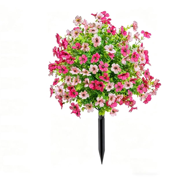 YiJuHui Artificial Flower Stakes Outdoor Decor, Realistic Faux Floral Garden Stakes, UV Resistant Waterproof, Easy Install for Yard Patio Lawn Landscaping