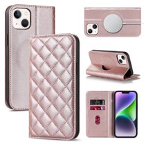 Feishell Wallet Case Designed for iPhone 14 (6.1 inch),Compatible with MagSafe Charger,Stylish PU Leather Magnetic Closure Folio RFID Blocking Protection Card Slots Flip Kickstand Phone Case,Rosegold