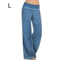 thumbnail image 4 of reeffull Jeans Amples Taille Mi-Haute pour Femmes, Élastique, Bleu, G, 4 of 6