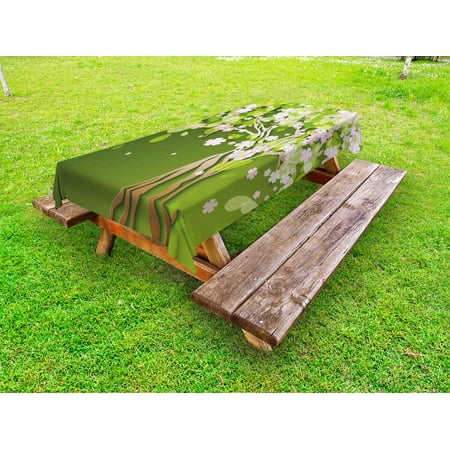 

Floral Outdoor Tablecloth Tree with Blossoming Flourishing Petals Florets Spring Season Themed Print Decorative Washable Fabric Picnic Tablecloth 58 X 120 Inches Fern Green Pale Pink by Ambesonne