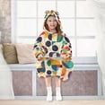 thumbnail image 7 of FORMRS Wearable Blanket Hoodie with Sleeves for Kids Cozy Flannel Sweatshirt, Green Geometric, 7 of 7