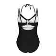 thumbnail image 5 of asdoklhq Summer Swimsuits for Tankini Bathing Suits Slim Women's Solid Color V-neck Hanging Neck Mesh Splicing Back Strap Swimsuit Black L, 5 of 9