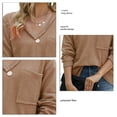 thumbnail image 5 of V Neck Long Sleeve Top Waffle Knit Loose Fit Casual Polyester Fiber Women's Pullover Top for Autumn Light Orange S, 5 of 5