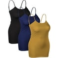 thumbnail image 2 of Emmalise Women's Basic Casual Long Camisole Cami Top Value Combo- 3Pk - Black, Navy, Mustard, Small, 2 of 8